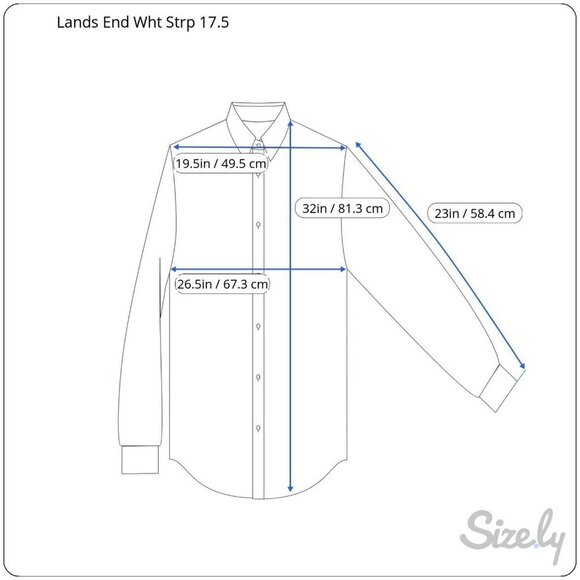 Lands End Mens Size 17.5 34 Non Iron Pinpoint Oxford Long Sleeve Button Up Shirt - Picture 3 of 11